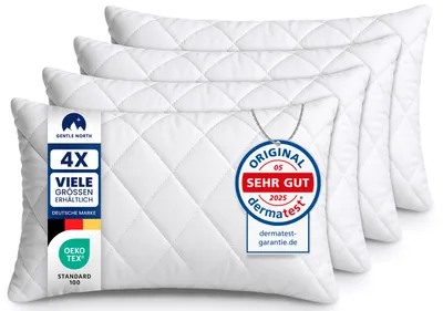 Produktbild von 4er Set Kissen (40x60cm) - hoher Komfort - Microfaser - Reißverschluss für Füllung - waschbar - allergikergeeignet - erholsam – Kopfkissen