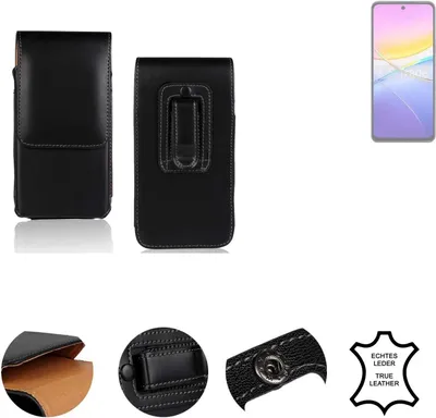 Produktbild von K-S-Trade Holster Gürteltasche Handy Hülle Schutzhülle kompatibel mit Vivo Y37m 5G Handyhülle Leder schwarz, 1x