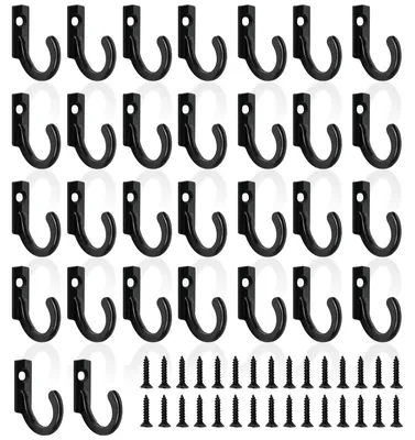 Wandhaken-Set 30er, schwarz, mit Schrauben, Zinklegierung