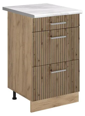 Immagine prodotto di Mobiletto base per cucina Vicco R-Line Rovere artigianale/Rovere dorato 50 cm piano di lavoro Marmo, Model 69912