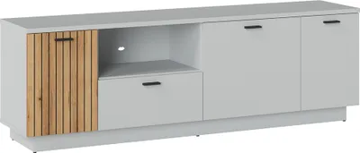 Produktbild von Lowboard 180cm breit, grau mit Eiche, Rillenoptik, ASHBURTON-129