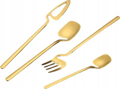 Image de Jeu de couverts en acier inoxydable Moderne 32 pièces SET OR MATTE