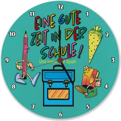 Produktbild von Schulkind Wanduhr aus MDF mit Spruch: Gute Zeit und viel Spaß!