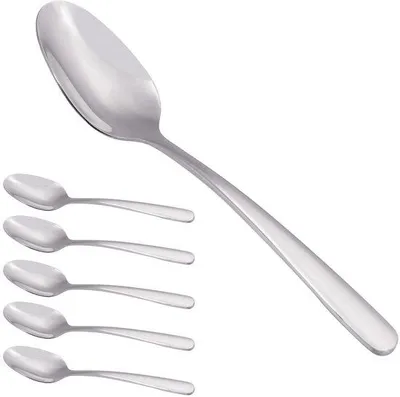 Productafbeelding van Unyqoos® Dessertlepels, set van 6, gemaakt van roestvrij staal 304 – 16 × 3,1 cm, 35 g, hoogglanzend gepolijst, vaatwasmachinebestendig, cadeauverpakking, ideaal voor desserts, koffie en thee