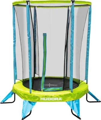 Produktbild von Kindertrampolin mit Sicherheitsnetz - 140 cm - Mini-Trampolin für drinnen und draußen - Fitness-Trampolin mit Netz - Rundes Gartentrampolin - Spielgerät für drinnen und draußen - Schwarz/Blau [56335]