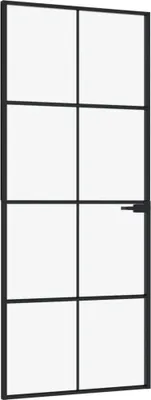 Immagine prodotto di vidaXL Porta interna nera 83x201,5 cm vetro temperato e alluminio slim