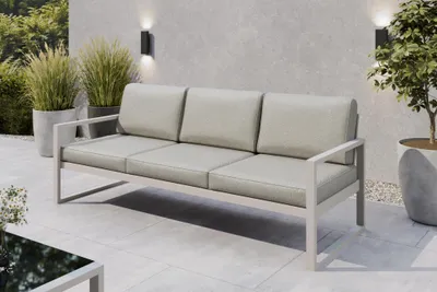 Produktbild von Margaret Hadas24 Gartensofa 3 Sitzer Outdoor Madera Lounge Couch Terrasse wetterfest Balkonmöbel Sitzbank mit Lehne, Gartenmöbel kaschmir, beige