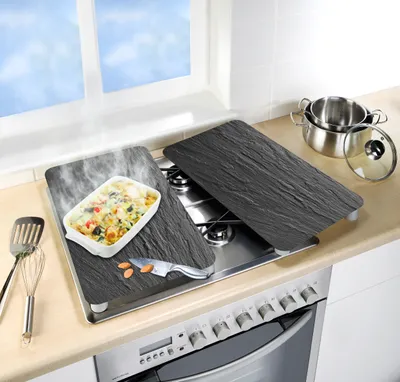 Obrázek produktu pro Skleněné ochranné desky SLATE XL pro sporák — 2 kusy, WENKO