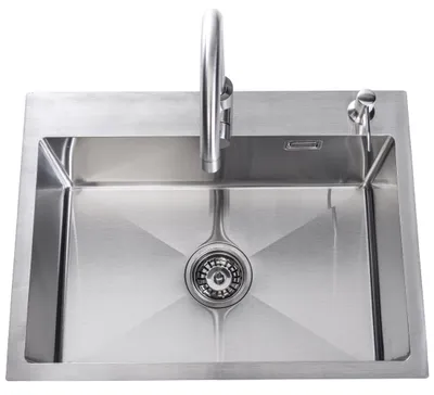 Imagen del producto de Fregadero de acero inoxidable con grifo y dispensador de jabón