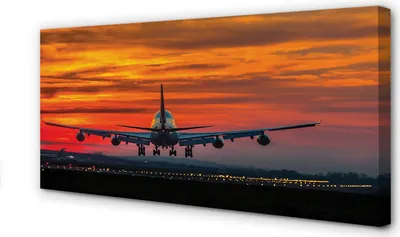 Imagen del producto de Cuadro decorativo para pared, 120x60 cm, diseño de avión, nubes
