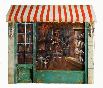 Produktbild von Gilde Metall Bild Café Dileto Handarbeit Kunstobjekt L = 4 x B = 79 x H = 68 cm