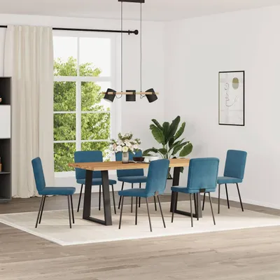 Produktbild von vidaXL Esszimmerstühle 6 Stk. Blau Samt