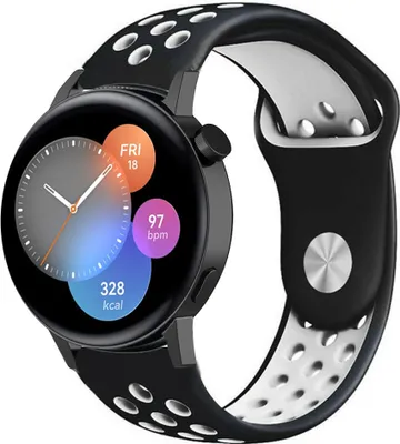 Produktbild von Strap-it Huawei Watch GT 3 42mm Sportarmband (Schwarz/Weiß)