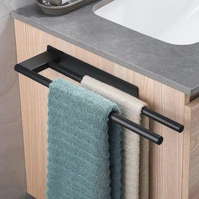 Productafbeelding van Handdoekhouder zonder boren - 304 roestvrij staal, zelfklevend, wandmontage voor badkamer en keuken
