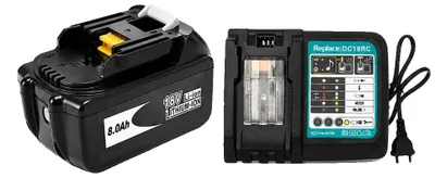 Immagine prodotto di Batterie di ricambio, capacità 8000 mAh, compatibili con utensili elettrici, 1 caricabatterie da 8,0 Ah
