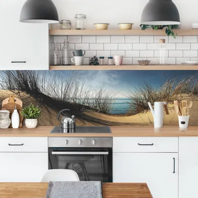 Produktbild von Küchenrückwand Strand selbstklebend - 0.35 mm Wandpaneel wasserfest Design beige Motiv Spritzschutz fugenlos