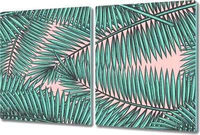 Produktbild von Glas-Herdabdeckplatte Glaskeramikkochfeld-Abdeckung Spritzschutz - 2x 40x52 cm - Exotisches Blätter