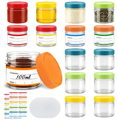 15 Vorratsdosen luftdicht 100 ml mit Deckel, 5 Farben
