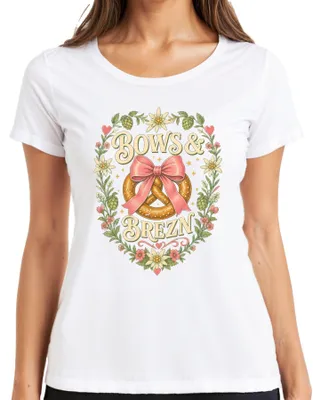 Productafbeelding van Bows & Brezn , traditionele kleding voor het : Dirndl (vrouwenjurk), lederen broek (alternatief), dames T-shirt, wit, maat M