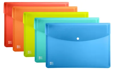 Image de Pochette Oxford A3, plastique transparent, 5 couleurs, 5 pièces, assorties