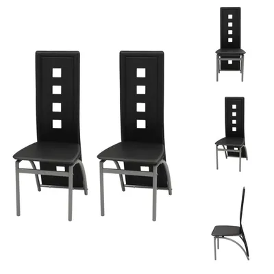 Image de vidaXL Chaise de salle à manger 2 pcs. noir similicuir - Chaise de salle à manger