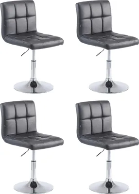 Produktbild von 4er Set Barhocker BANGKO - Kunstleder Schwarz 44x49x74 cm | Barstuhl Höhenverstellbar Mit Lehne Drehbar Tresenhocker Tresenstuhl Kneipenhocker