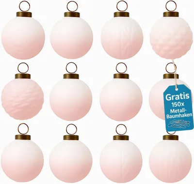 Produktbild von Weihnachtskugeln 12er Set Glas Christbaumkugeln Christbaumschmuck Rosa 00190