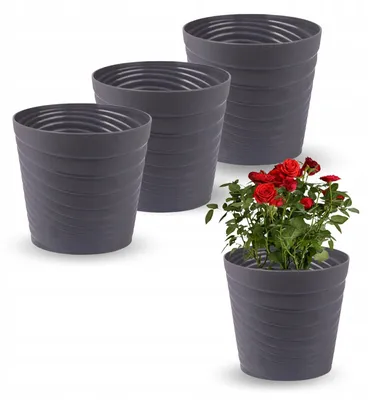 Image de Pot de fleurs OMAGO Gris Rainuré Balcon 18x18x17 cm