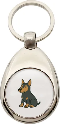 Produktbild von Huuraa Schlüsselanhänger Pinscher Comic Pinschi Metall Schlüsselring Einkaufswagenchip Geschenkidee