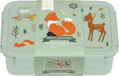 Image de Boîte à lunch A little lovely Company pour enfants, 14 x 21 cm (animaux de la forêt, vert)