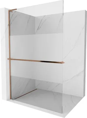 Produktbild von Mexen Kioto+ L Duschwand mit Regal Walk-in 100 x 200 cm, transparent/matt, roségold - 800-100-123-60-35