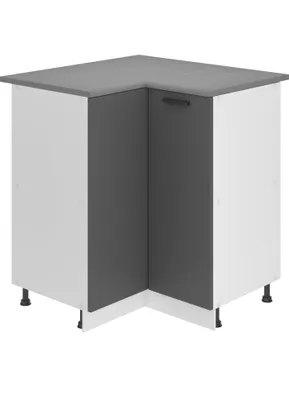Produktbild von Belini Unterschrank Küche, Küchenunterschrank 90 cm Breite. SNP Küchenunterschrank mit Arbeitsplatte. Eckschrank Küche mit 1 Tür, Silber matt