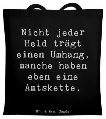 Produktbild von Mr. & Mrs. Panda Tote Bag Spruch Bürgermeister Held - Schwarz - Geschenk, kreative Geschenke, Engagement, Shopping Tasche, Schultasche, totebag, Berufe, für Berufstätige
