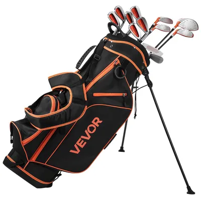 Produktbild von VEVOR Golfschlägerset, 12-teiliges Damen-Golfschläger-Komplettset für Rechtshänder mit 460CC #1 Driver, #3 & 5 Fairwayholz, #4 Hybrid, #5/#6/#7/#8/#9/#PW/#SW Eisen, L-förmiger Putter, Golf-Standtasche, Orange