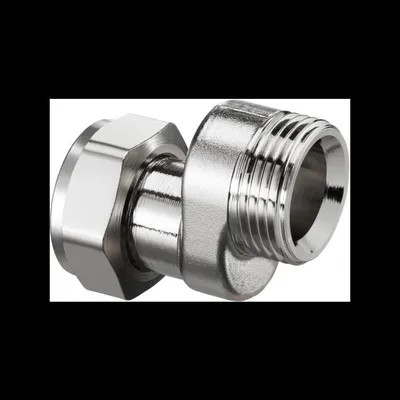 Image de Oventrop Raccord de compensation 1019451 G 3/4xG 3/4 ÜM, pour raccordement inférieur, laiton nickelé