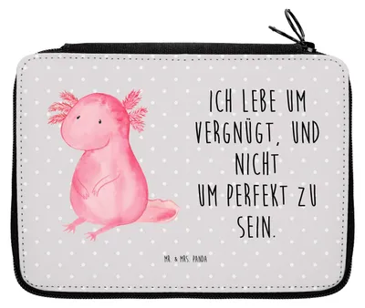 Produktbild von Mr. & Mrs. Panda Bleistiftetui Axolotl Niedlich - Grau Pastell - Geschenk, Axolot, Schlampermäppchen, Weisheit, Federtasche, Federmäppchen, Liebe, Etui, Zufrieden