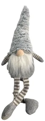 Produktbild von hausleben Winterwichtel „Sven“ 36 cm – Schlenkerbeine, Filz, Grau – Skandinavische Weihnachtsdeko Figur, sitzend