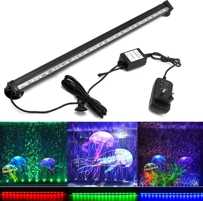 Produktbild von 46cm 27 LED RGB Aquarium Lampe Tank Wasserdicht Bubbler Unterwasserlicht Aquarien Beleuchtung mit Fernbedienung