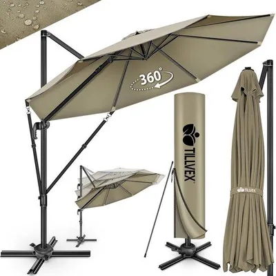 Produktbild von Sonnenschirm 330 cm - Inklusive Abdeckung und Windschutz - 360 Grad drehbar - Neigbar und 7-fach verstellbar