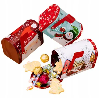 Produktbild von Weihnachtliche Metallboxen für Plätzchen und Süßigkeiten, dekorative Keksdosen