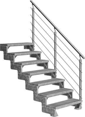 Produktbild von Dolle Außentreppe Gardentop 126-154cm Geschosshöhe mit Gitterrost 100cm breit mit Prova-Geländer