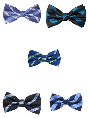 Produktbild von Fabio Farini - 5 Stück Herren Fliegen - Farbton Blau - Männer Querbinder Vorgebunden Blau - Noble Blue