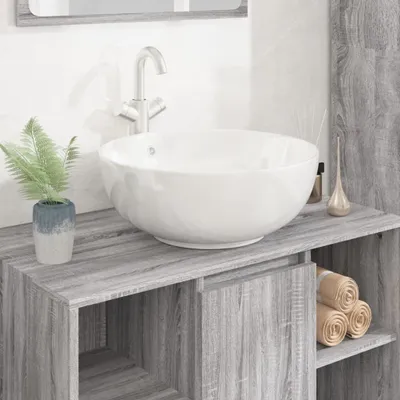 Produktbild von The Living Store Waschbecken Weiß 44x17 cm Keramik Rund