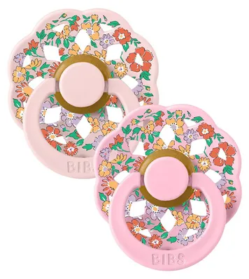 Image de BIBS x Liberty Chloe Meadow : tétine ronde, lot de 2, pour bébés de 0 à 6 mois, motif Blossom Mix