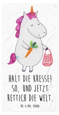 Produktbild von Mr. & Mrs. Panda Strandtuch Einhorn Gemüse - Weiß - Geschenk, Duschhandtuch, Wochenmarkt, Unicorn, Einhörner, Frottee-Handtuch, Handtuch, Biomarkt, Badehandtuch