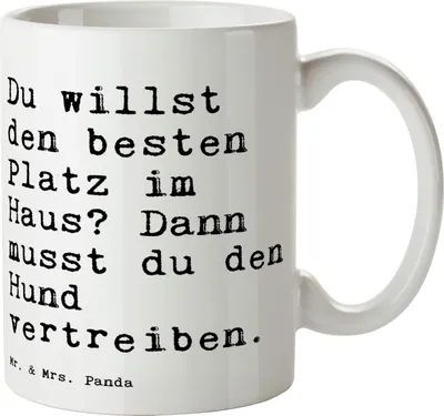 Produktbild von Mr. & Mrs. Panda Trinkbecher Du willst den besten... - Weiß - Geschenk, Becher, Pott, Kaffeebecher, Spruch Sprüche Weisheiten Zitate Lustig Weisheit Worte, Herz, Teetasse