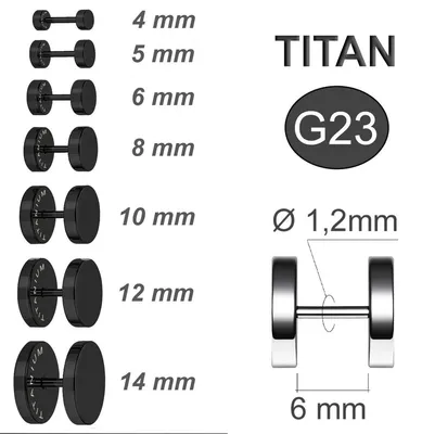 Produktbild von Titan Ohrstecker mit Schraubverschluss - 8 mm schwarz