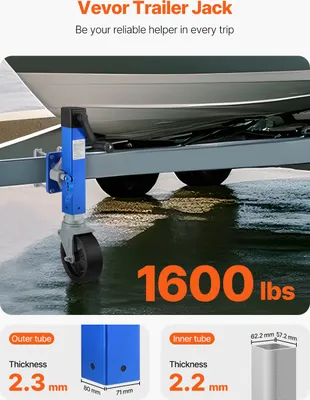 Produktbild von Anhängerheber mit Rad, Stützrad Anhänger, Bootsanhängerheber klappbar, Schwerlast | 725 kg | Hub 410–670 mm | Aluminiumlegierung