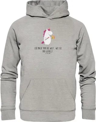 Produktbild von Mr. & Mrs. Panda Kuschelhoodie Einhorn Künstler Größe XXL - Heather Grey - Geschenk, Statement-Hoodie, Kapuzenpulli, Stift, Sweatshirt, Farbe, Hoodie, Unicorn, Maler