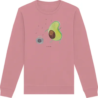 Produktbild von Mr. & Mrs. Panda Baumwoll Sweatshirt Avocado Tanzen Größe S - Canyon Pink - Geschenk, Party, Musik, Pulli, Sweater, Pullover, Fröhlich, Feier, Bio, Singen